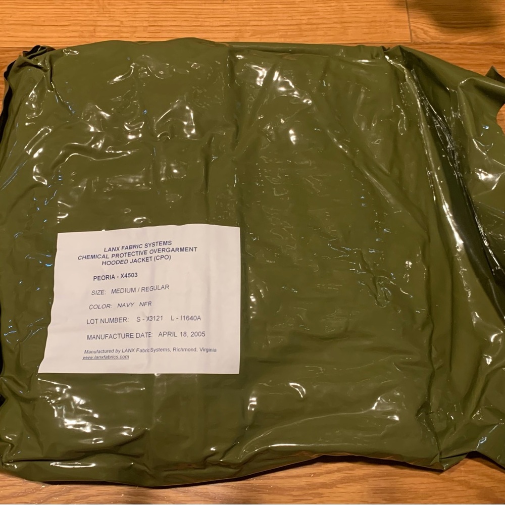Authentic Chemical protective overgarment Hooded Jacket.  Men sz medium/regular.